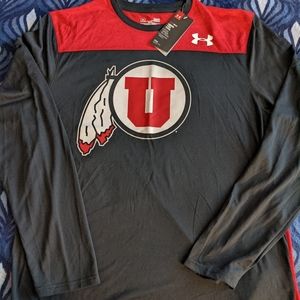 NWT, Under Armour, Men's Large Utah Utes Long Sleeve T-shirt.